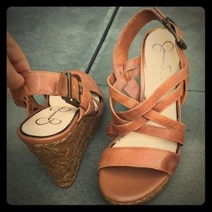 Camel colored wedges